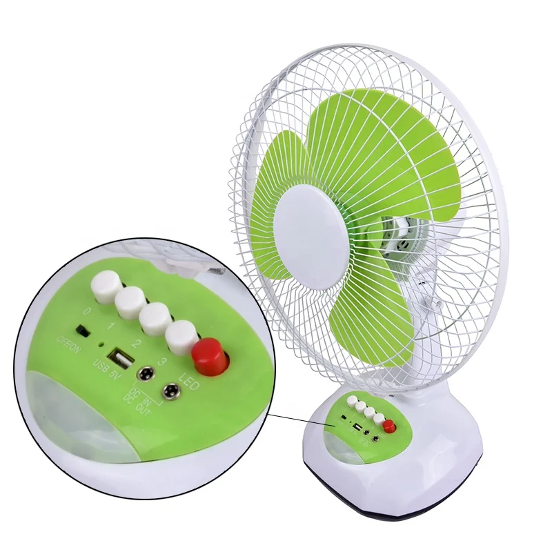 12 Inch Wholesales Rechargeable Air Cooling Fan Table Stand Fan With Solar Panel LED Light