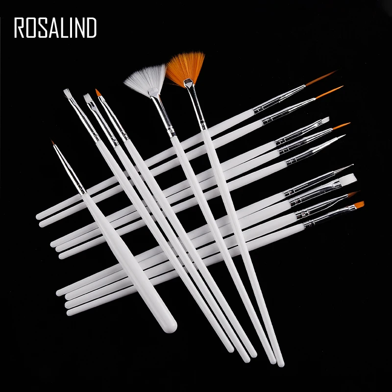  Rosalind Оптовая Продажа Профессиональные 15 шт./компл. инструменты для рисования ногтей белого цвета кисти гель-лака набор кистей