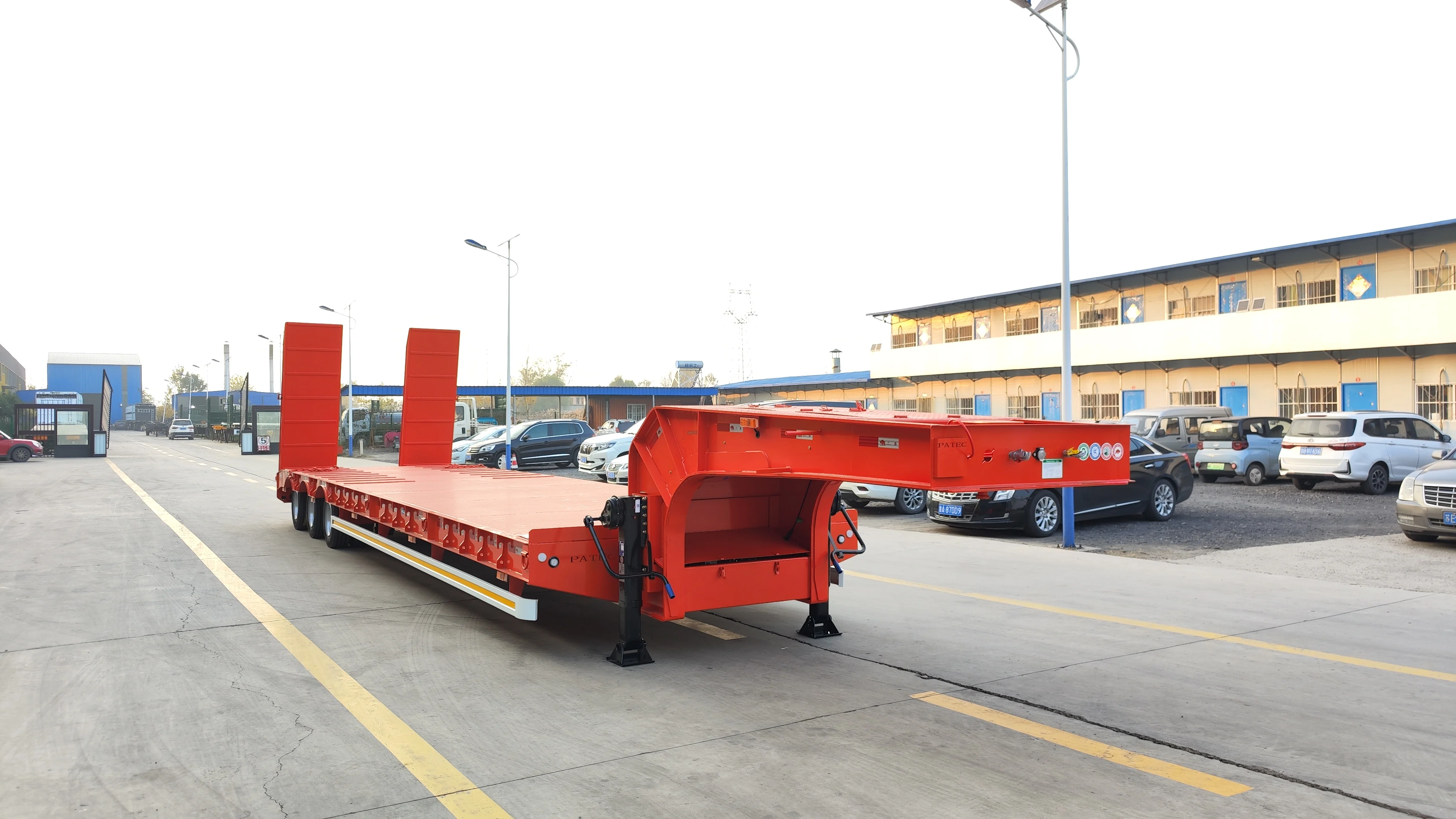 12m 3 axle 50 Ton Lowbed Trailer High Quality Lowbed Truck Trailers Drop Deck Extendable Lowboy Trailer for Sale