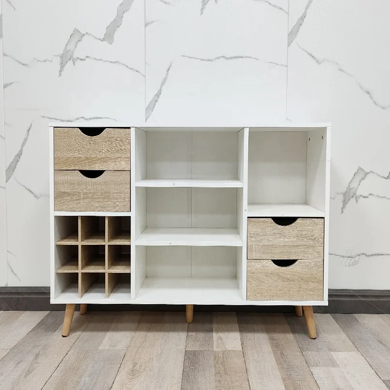 Modern Living Room Furniture White Wood Wooden Buffet Sideboard Mini Corner Home Coffee Wine Bar Cabinet For Home