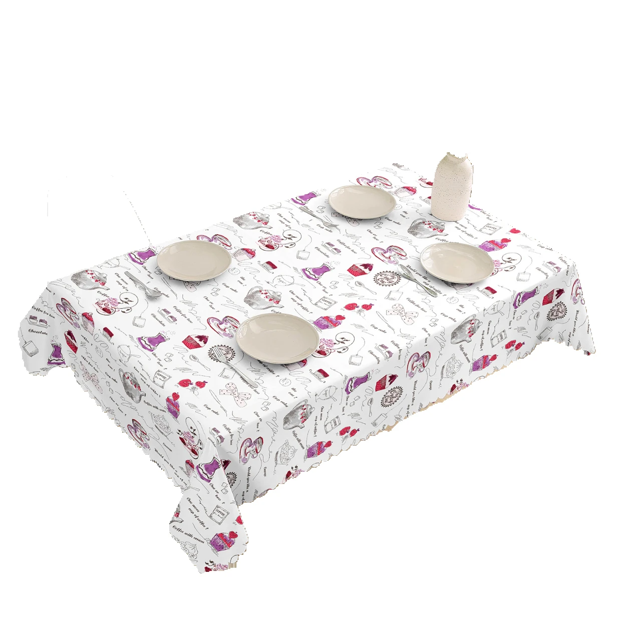 Durable And Popular  Rectangle Tablecloth Washable Polyester Fabric Table Cloth For Restaurant Party PU Printing PVC Tablecloth