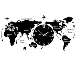 Modern Style Diy Home Decoration Wall Clocks Large Acrylic 3d World Map Wall Clock