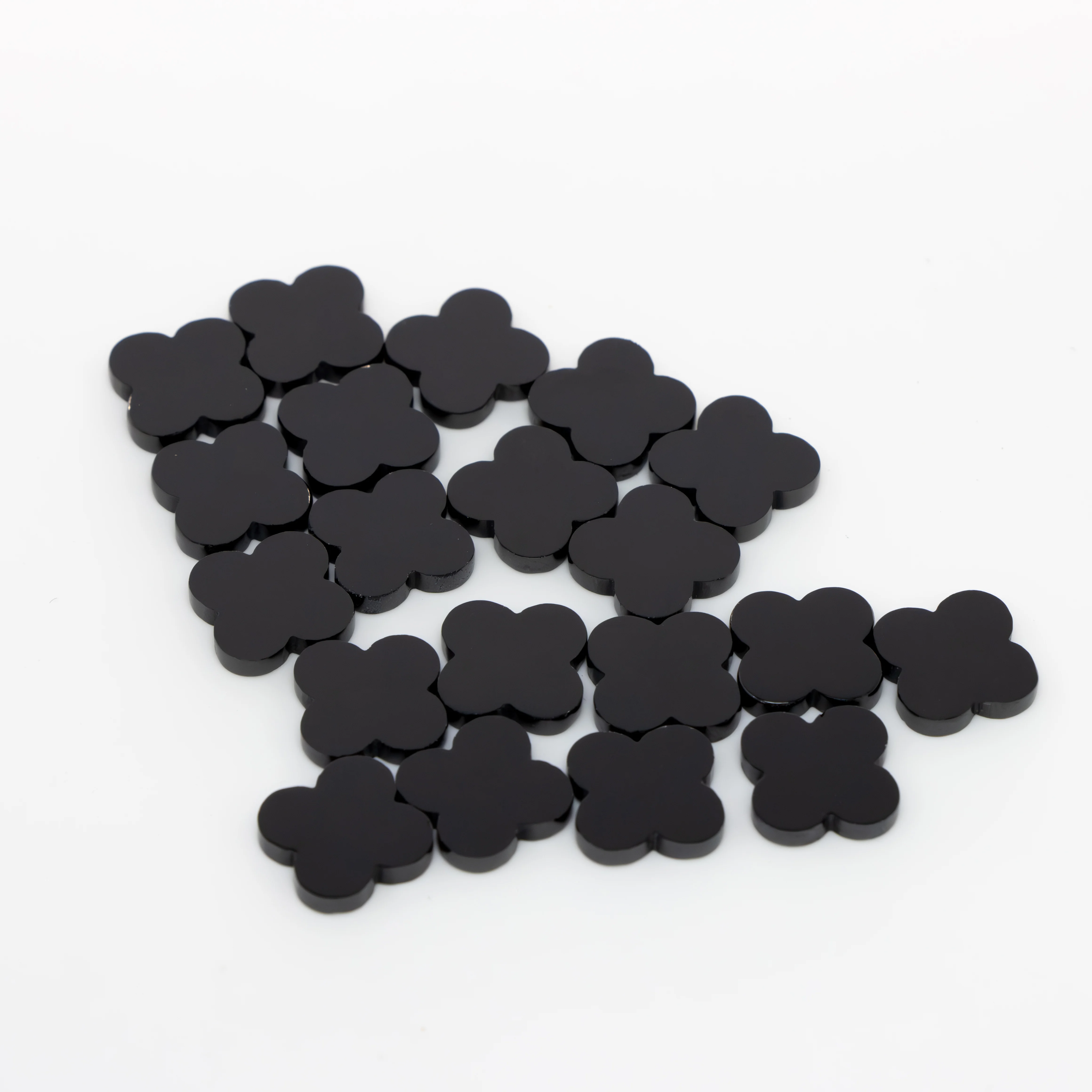 HanYu Custom Make 5A Black Cubic Zirconia Four Leaf Clover Stone 12*12*2mm For Jewelry Making