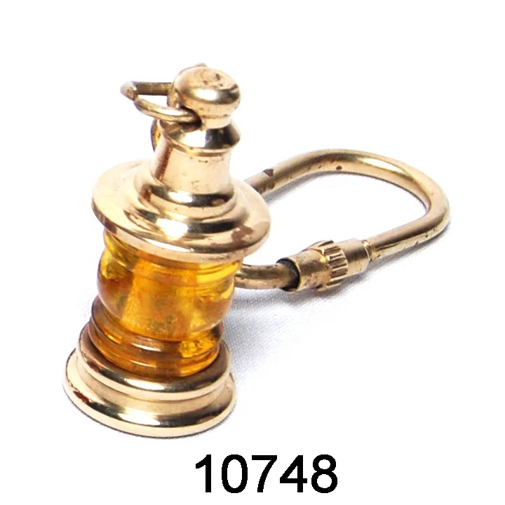 Nautical Brass Lantern Shape Keychain Luxury Quality Metal Key Ring & Chains Economically Priced for Export