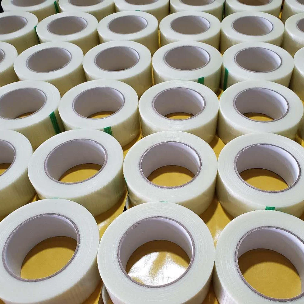 Laminated Cross Directional Fiberglass Reinforced Adhesive Filament Tape for packing / sealing