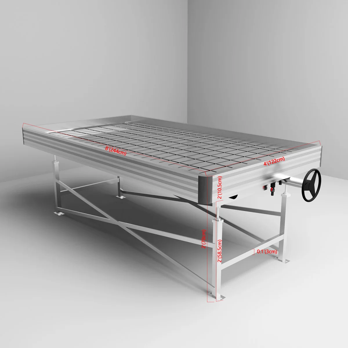 Movable Rolling Bench Ebb And Flow Hydroponic System 4x8 Seedbed Flood Growing Table Plant Drainage Bed