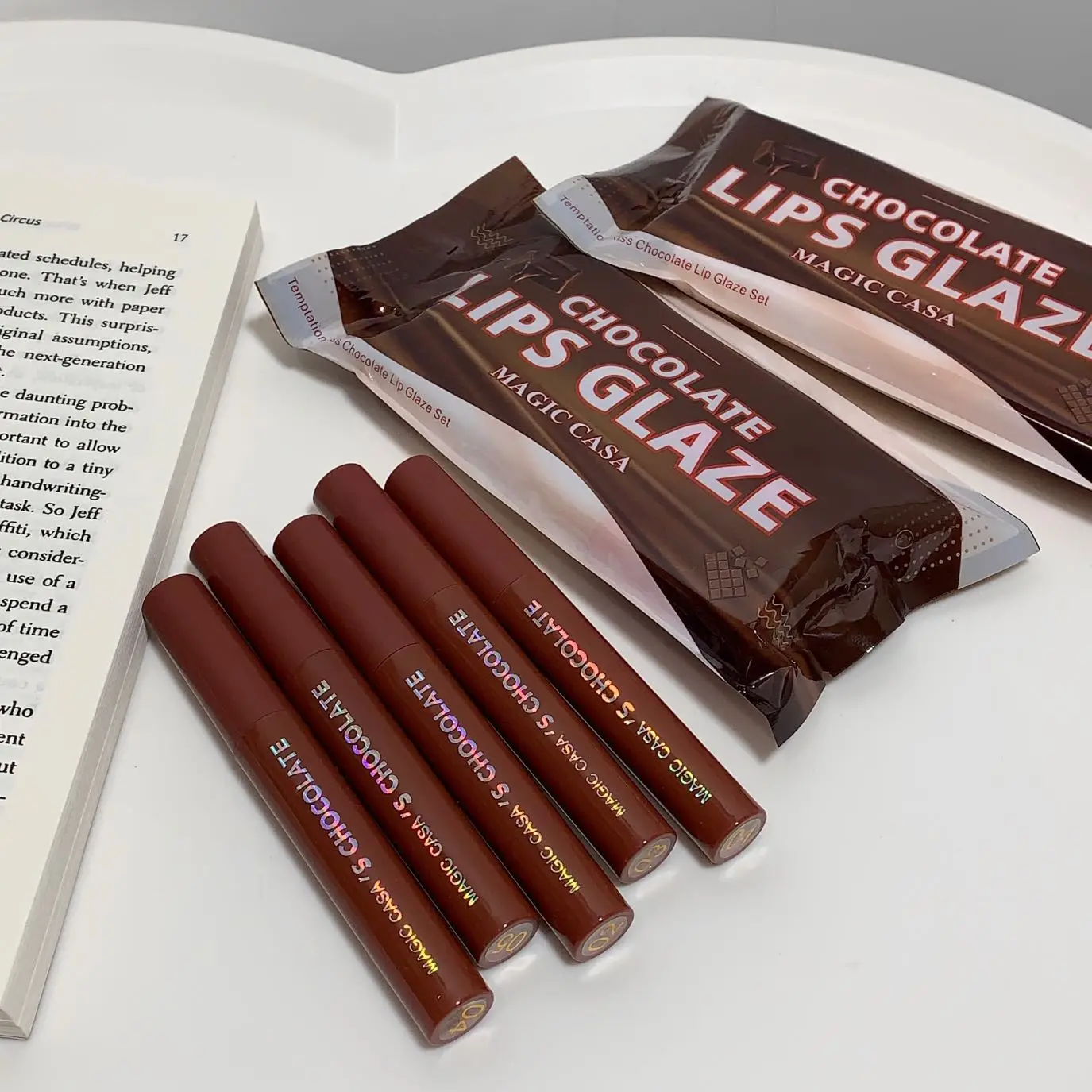 Chocolate Mist Matte Non fading Lip Gloss Waterproof Long Lasting Tint Lip Glaze Lipstick Set Cosmetic