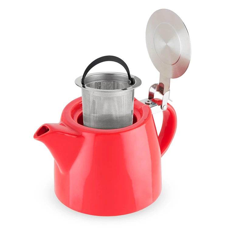 18oz Custom Design Ceramic Teapot with Stainless Steel Infuser
