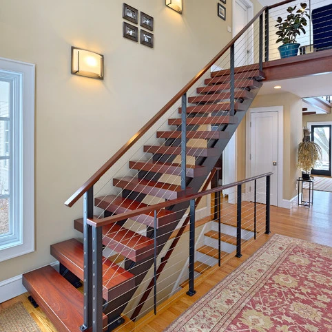 Black And White Fashion Style Double Plate Stainless Steel Stair Wood Stair Tread Indoor