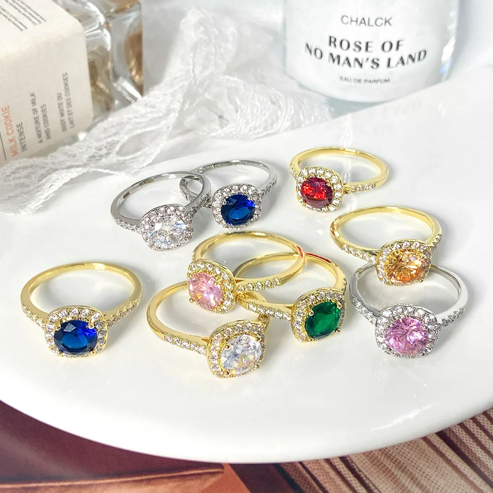 ready to ship cubic zircon 925 silver wedding gold finger Ring for women