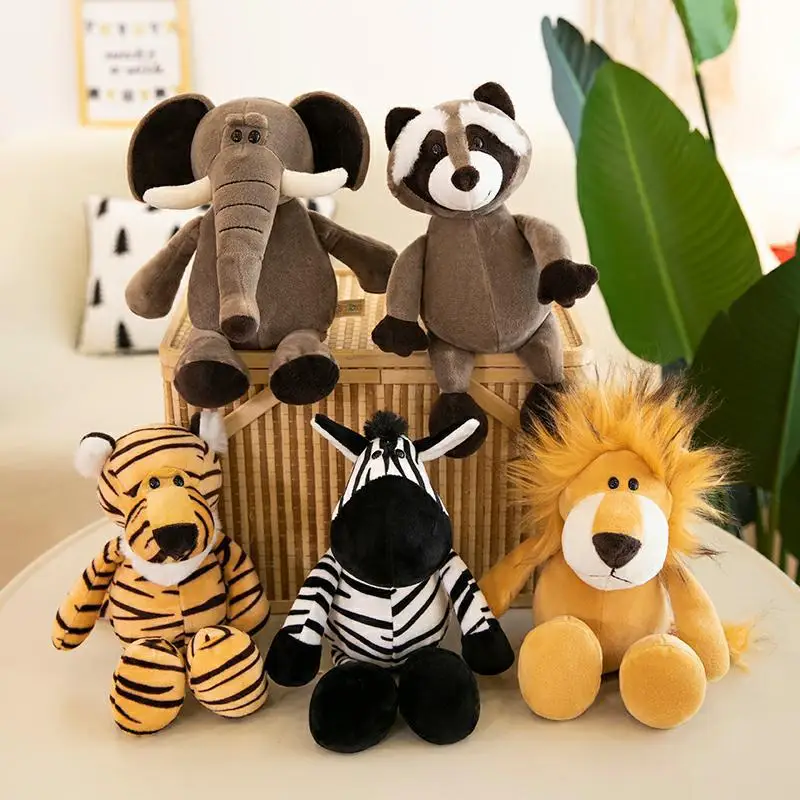 Custom Soft Toy Safari Jungle Animals Realistic Fox Lion Tiger Zebra Giraffe Stuffed Animal Plush Toy For Crane Machines