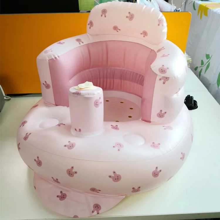 PVC Printer Baby Inflatable Chair Learning Eating Dinner Bathing Stool Baby Sofa