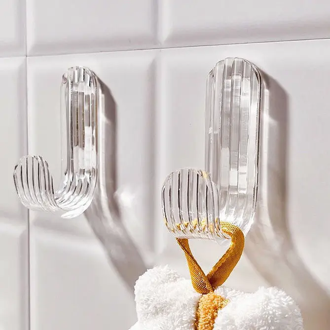 Transparent Acrylic Strong Non-trace Hook Hanging Hooks with Non Marking Sticker for Kitchen Bathroom