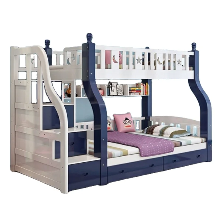 Full solid wood child upper and lower low mother bed double bed double bunk solid wood bed