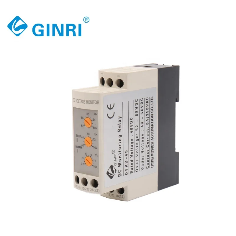 GINRI DVRD-48 48V DC 2CO OverVoltage Undervoltage Monitor Relay  Voltage Protection Relay