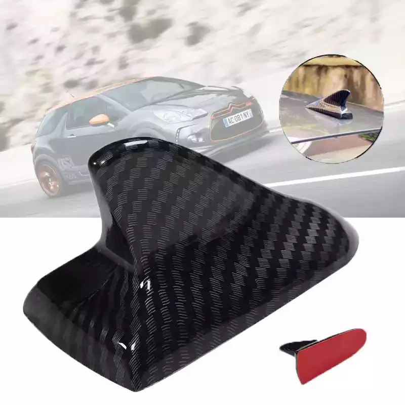 Universal Decorative Shark Fin Roof Antennas No Function Carbon Fiber Look Dummy Aerial Replaceable Car Accessories