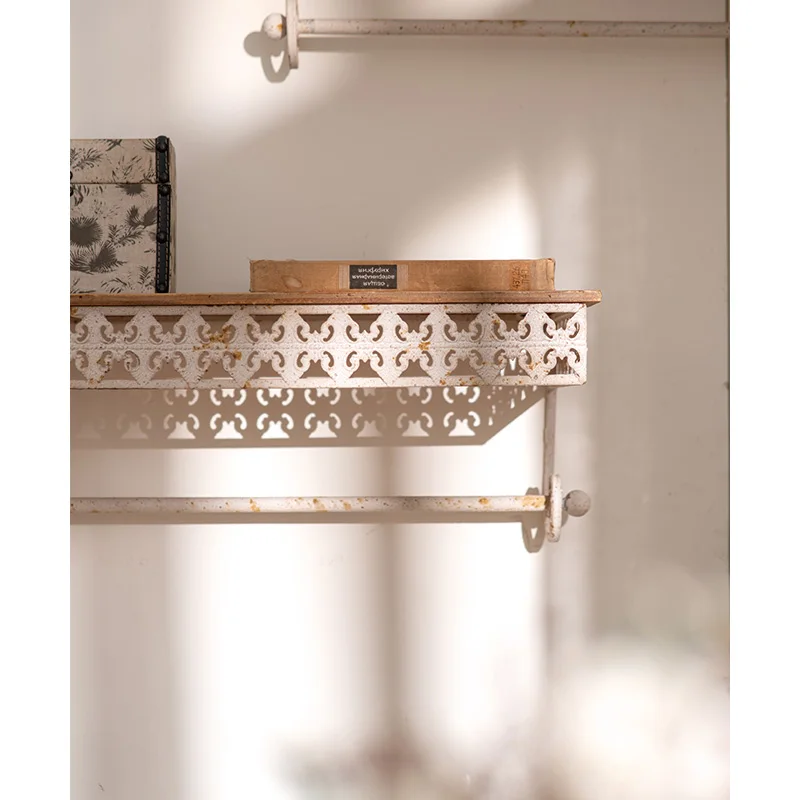 Factory Direct Sale Perfect French Style Wall Storage Floating Shelves Vintage Metal Set of 2 Wall Shelves