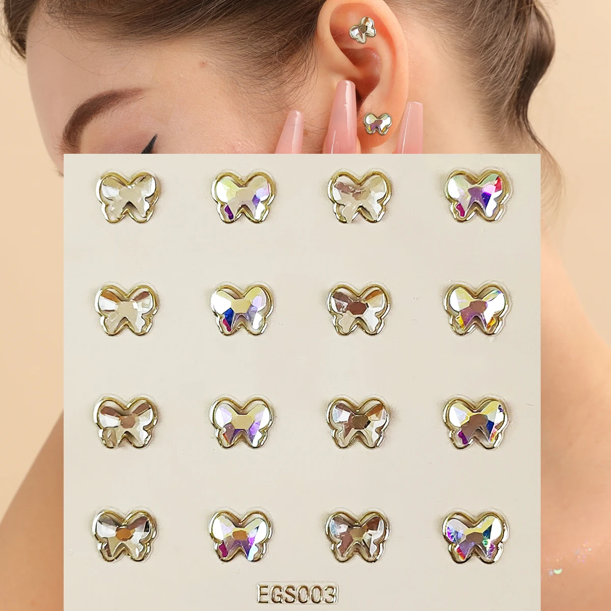 OEM 2023 Butterfly Ear Studs Ear Gem Stickers Light Luxury Ear Jewel Design tattoo stickers beauty products