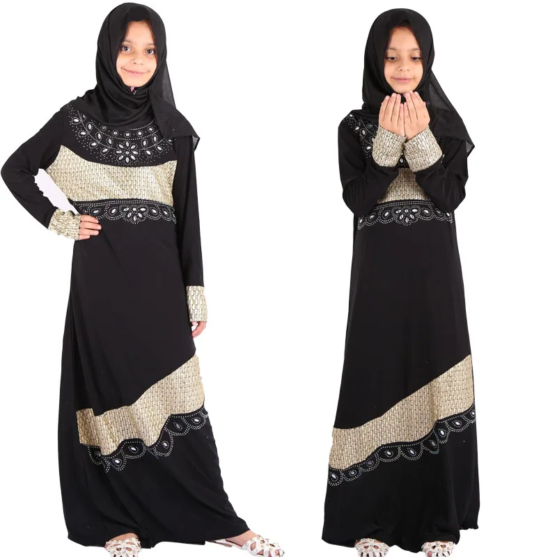 Dubai Abaya Wholesale Open Muslim Kaftan Kids Girl Dress