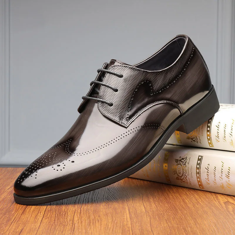 Mens Casual Lace-up Brogue Plaid PU Upper Shoes Men Formal Footwear Wedding Party Dress Oxford Business Office Shoes