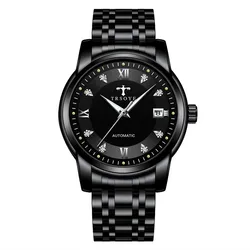 Wrist Watch Gold Skeleton Waterproof Luxury Automatic High Quality Stainless Steel Tourbil Wholesale Custom Men Mechanical Watch