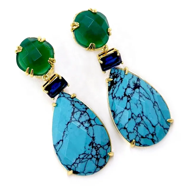 Factory sell natural semi-precious stone dangle drop earrings fashion women earrings jewelry