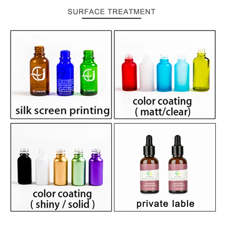15ml 30ml 60ml 120ml amber glass dropper bottle 1oz 2oz 4oz custom logo essential oil bottle with screen printing