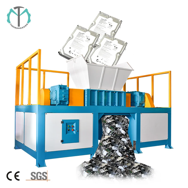 plastic double shaft shredder tyre recycling industrial machines