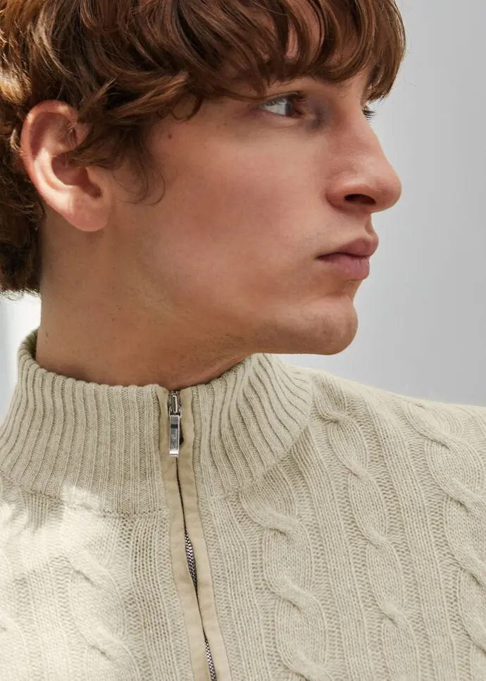 Classical style big cable knit cashmere men sweater