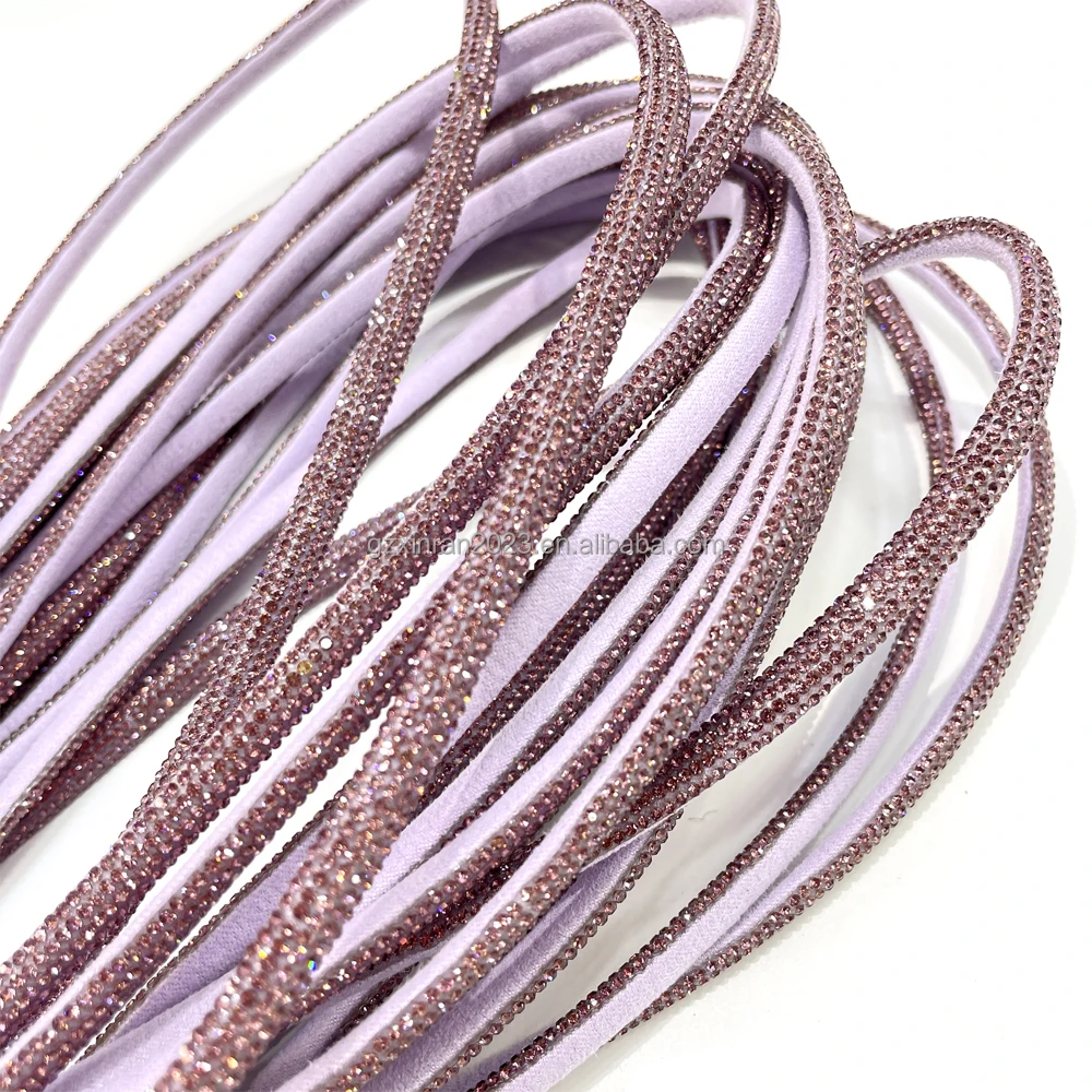 RE004 Wholesale shoe trimming Half Round Crystal Rope Rhinestone Chain Stripe Rope