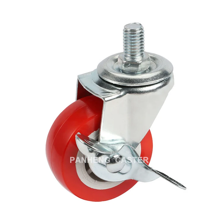 Good Quality Light Duty Flat Rigid Red PVC Caster Wheel