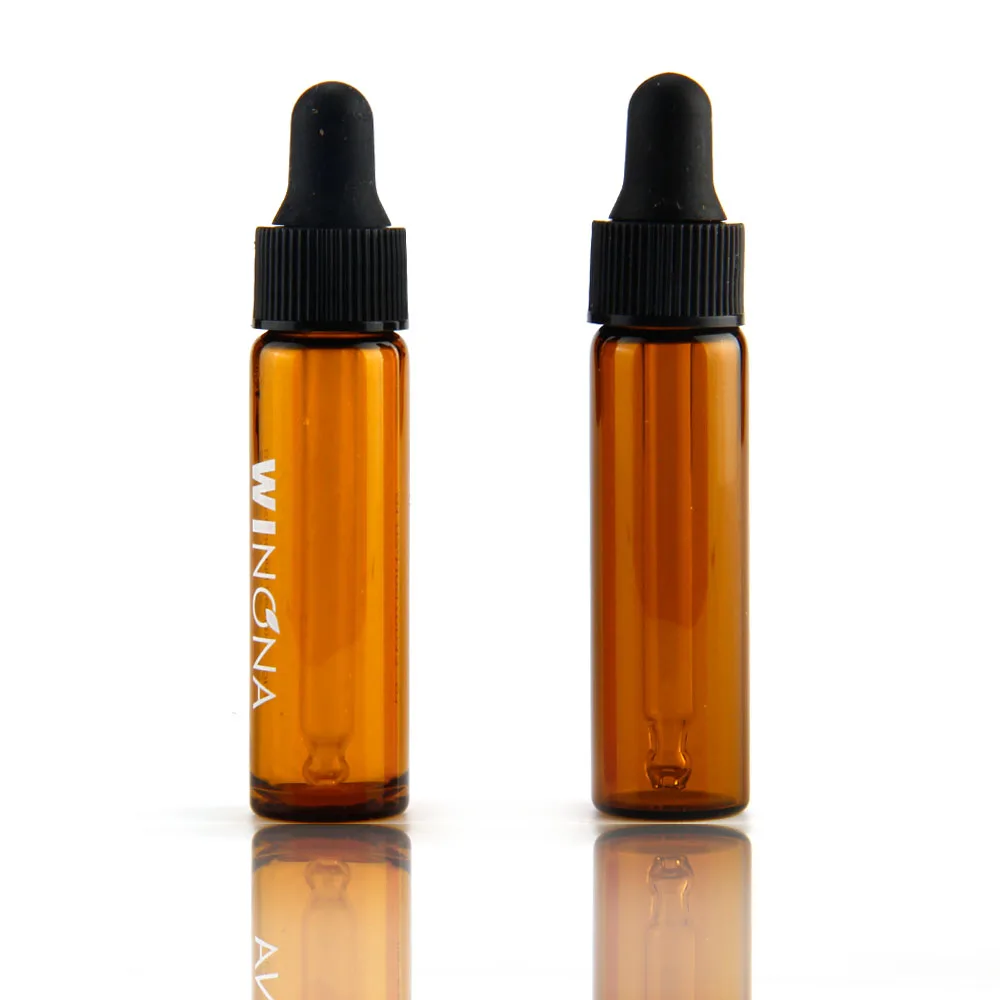 Aseptically produced 7ml printable amber borosilicate cosmetic glass bottle with dropper cover