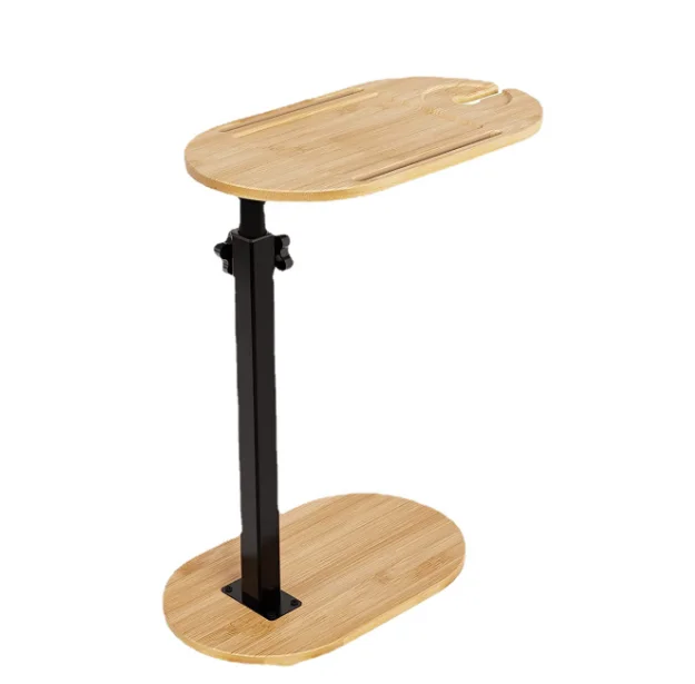 Bamboo Bathtub Tray Side Table with Adjustable Height Freestanding Bath Caddy Tray for Tub Side Table
