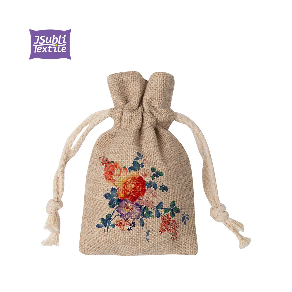 Promotion gift 9*14cm BestSub Wholesale Craft Mini Drawstring Burlap Bag Sublimation  Blank Makeup Drawstring Bags