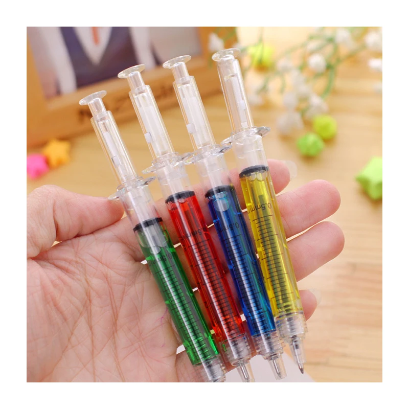Custom Novelty Promotional Funny Injection Shaped Ball Point Pens With Logo Wholesale Best Children Gift Ballpoint Syringe Pen