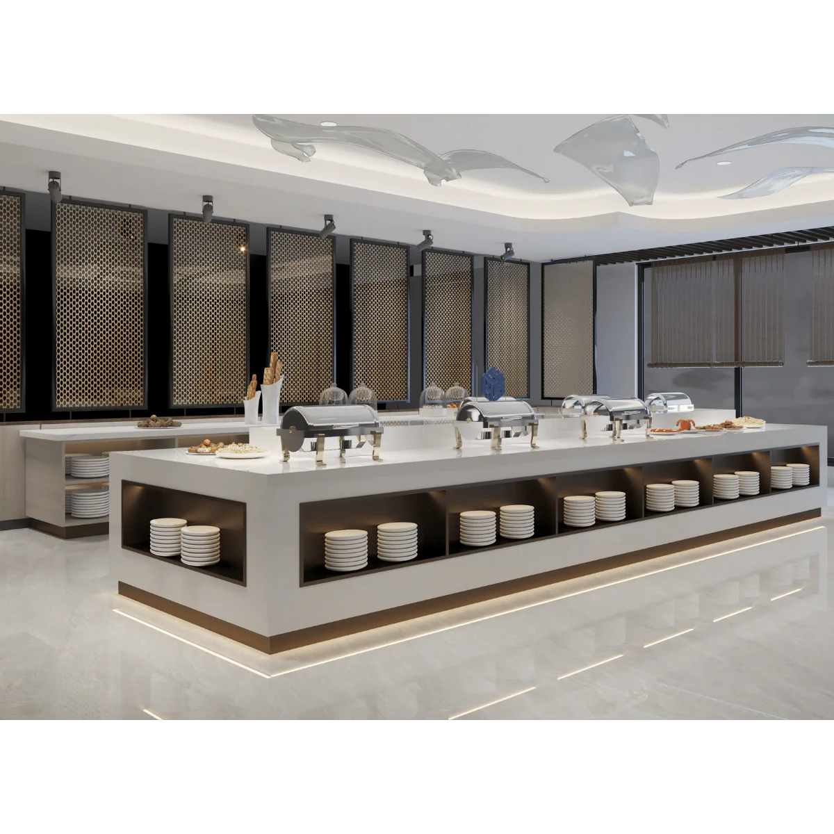 Luxury stone buffet coque hotel island case 420cm solid surface marble island custom stone island kitchen cabinets