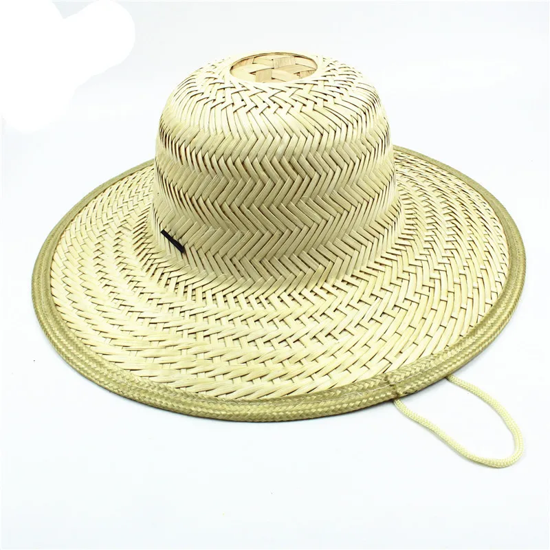 Direct supply custom acceptable large brim Eco-friendly bamboo straw hat