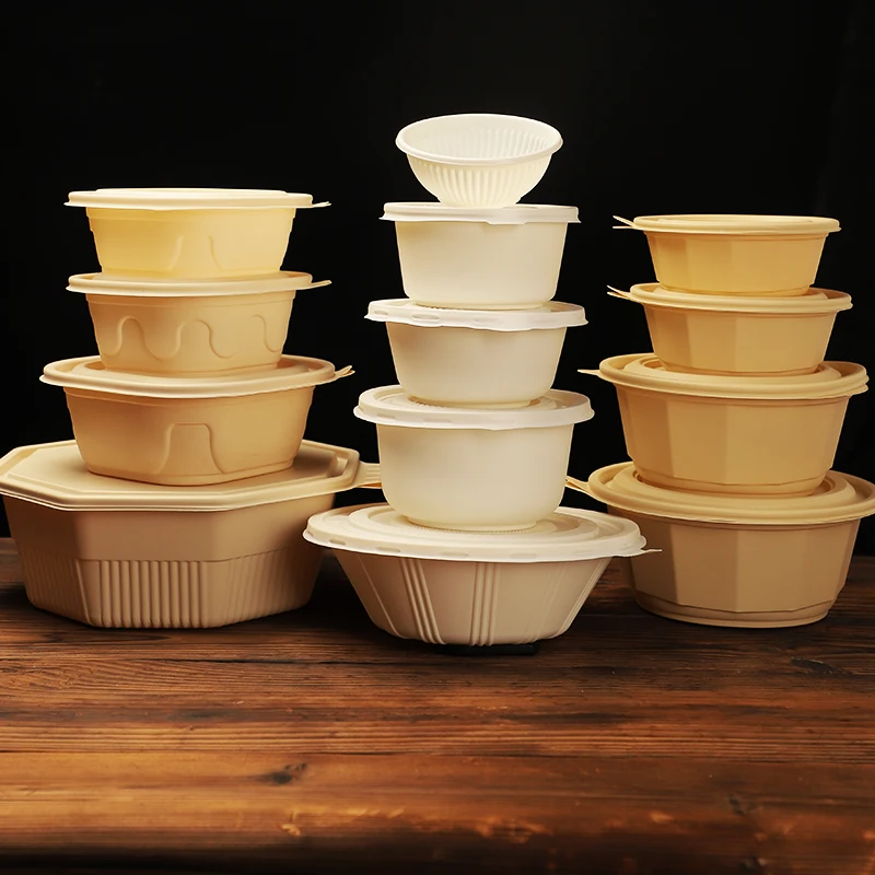 Customized disposable corn starch salad bowl, environmentally friendly and biodegradable tableware