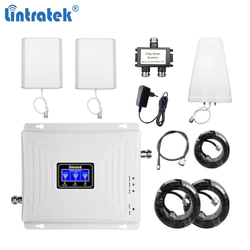 Lintratek трехполосный 900/1800/2100mhz повторитель сигнала 2G 3G 4G усилитель комплект крышка 500 квадратных метров