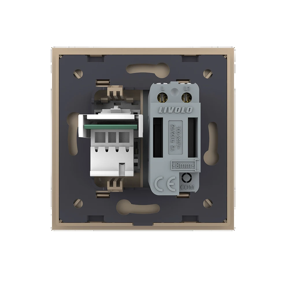 Livolo c7 Tel Socket Module And 1 Gang Touch Switch Assemble European Socket And Switch