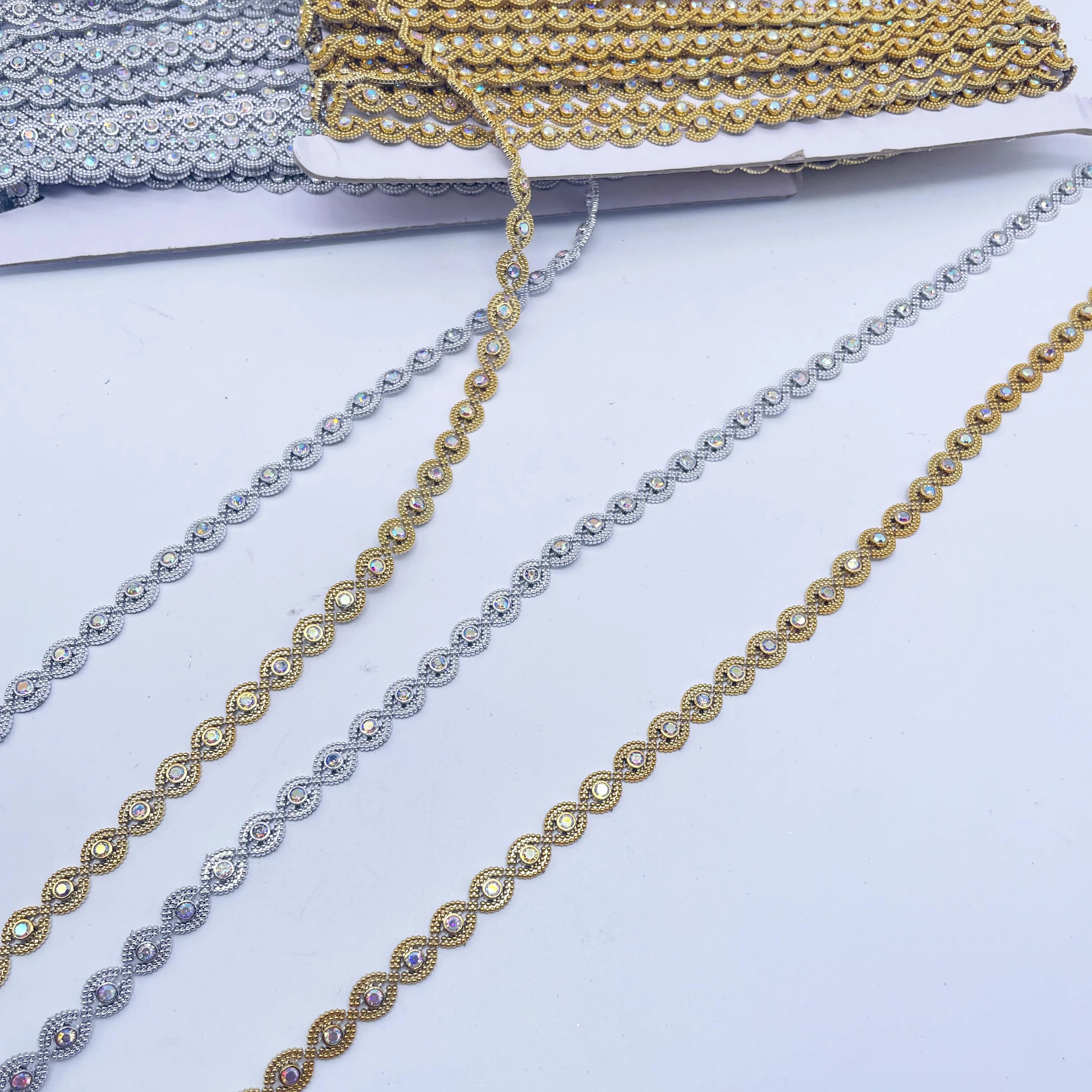 Diy Clothes Accessories Sewing Material Trim Plastic Acrylic Oval Shape Rhinestones Chain Costume Dress Shoes Garments