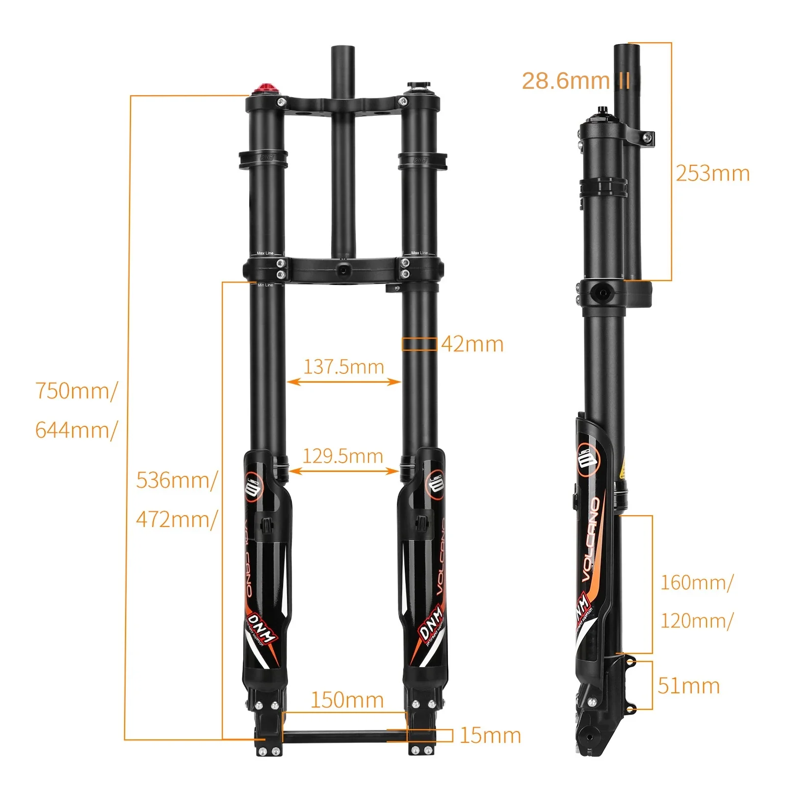 DNM Fork USD-8N USD-8 FAT MTB Front Fork For Snowy Bike Double Shoulder Bike Beach Bike Oil Spring Disc Brake Fork USD-8C 1PCS