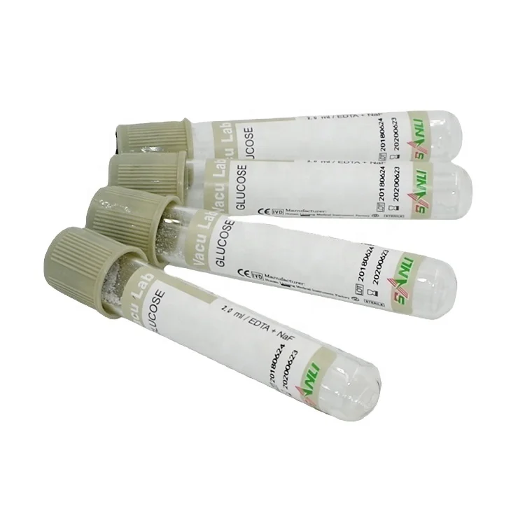 Medical Glucose Vacuum Blood Collection Tube with Sodium Fluoride/EDTA grey glass 2-10ml