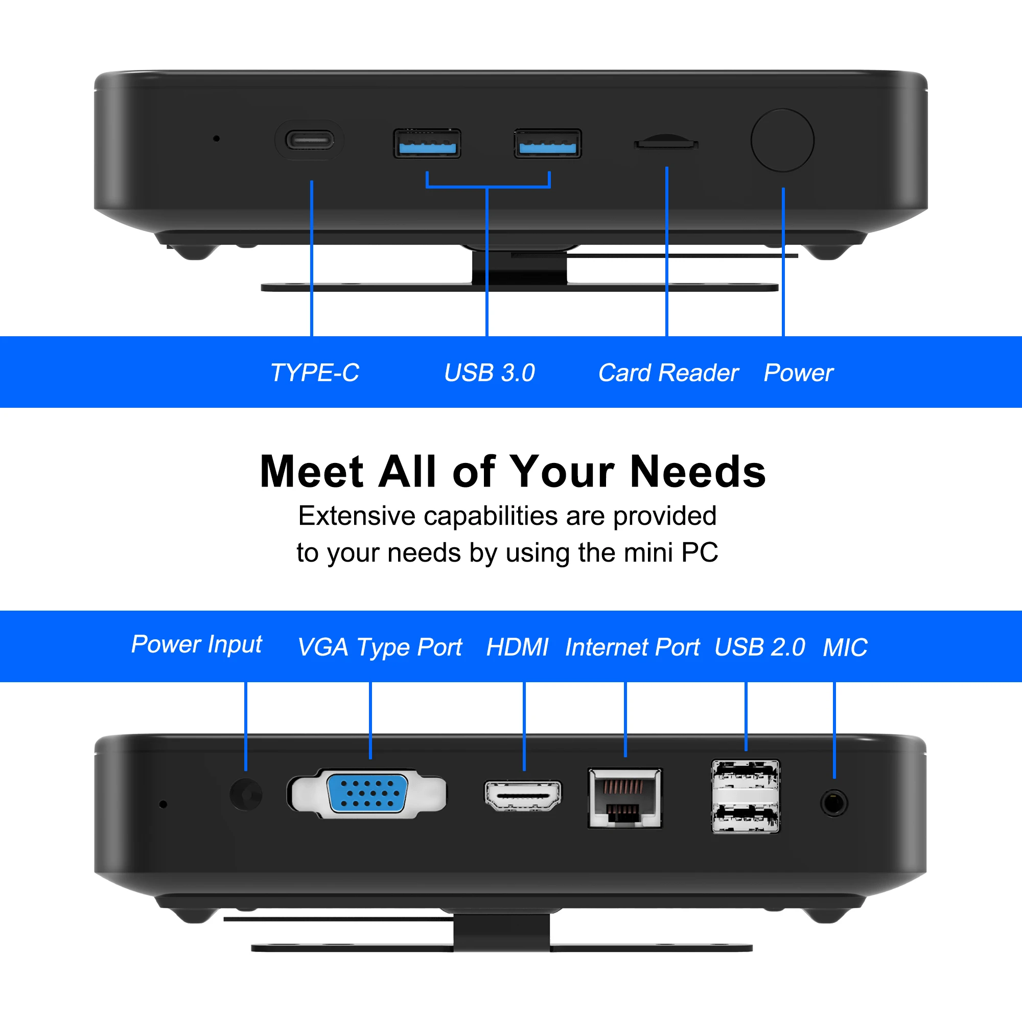 Factory direct sale Mini PC Win 10 Pro, 8GB RAM+256GB, BT 5.0, Mini Desktop Computer