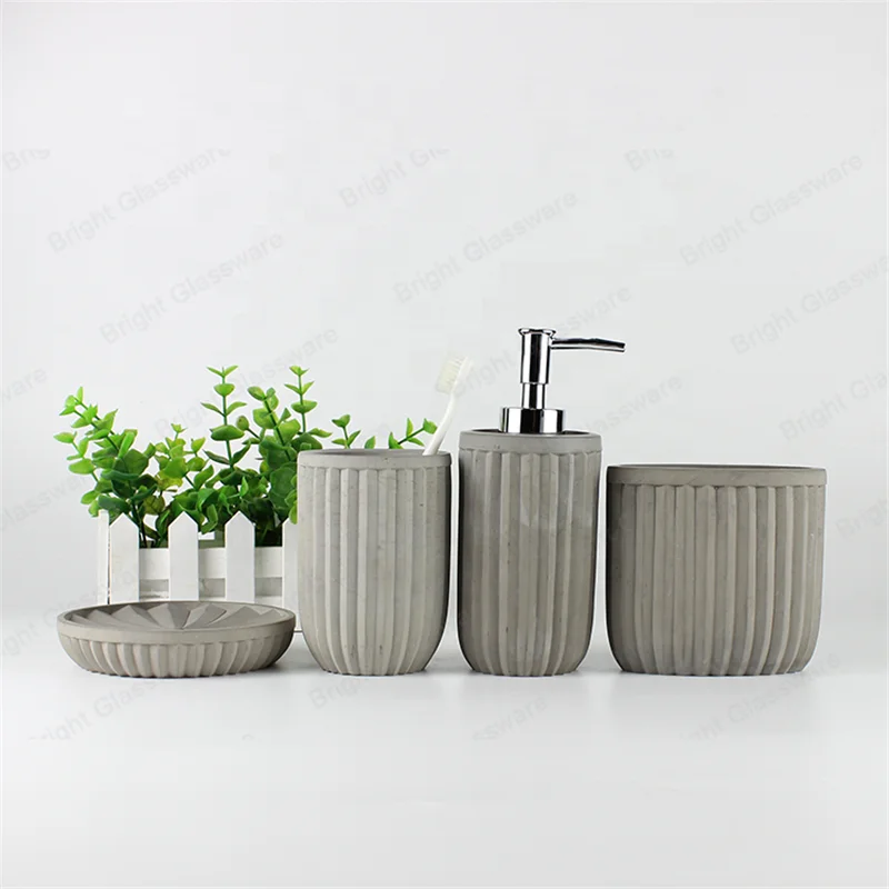 New Custom square Concrete Bathroom Accessories Set