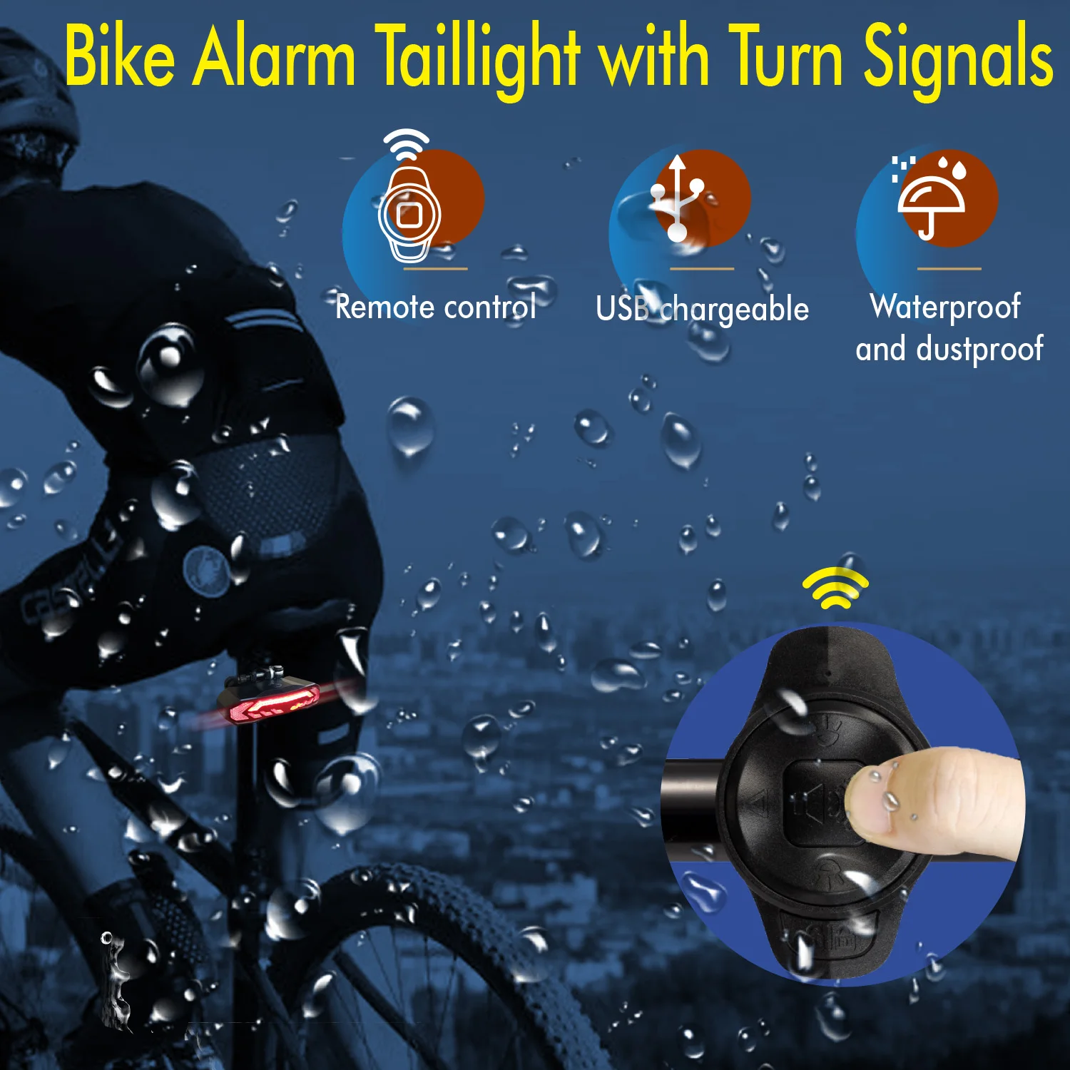 Bicycle Alarm light Rear Tail LED 93LM USB Rechargeable Waterproof IP65 Cycling Light Safety Warning Light