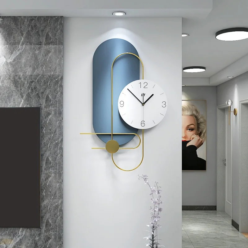 NISEVEN Light Luxury Wall Clock Fashion Metal Art Interior House Decoration Living Room Walls Decorations Wall Clock