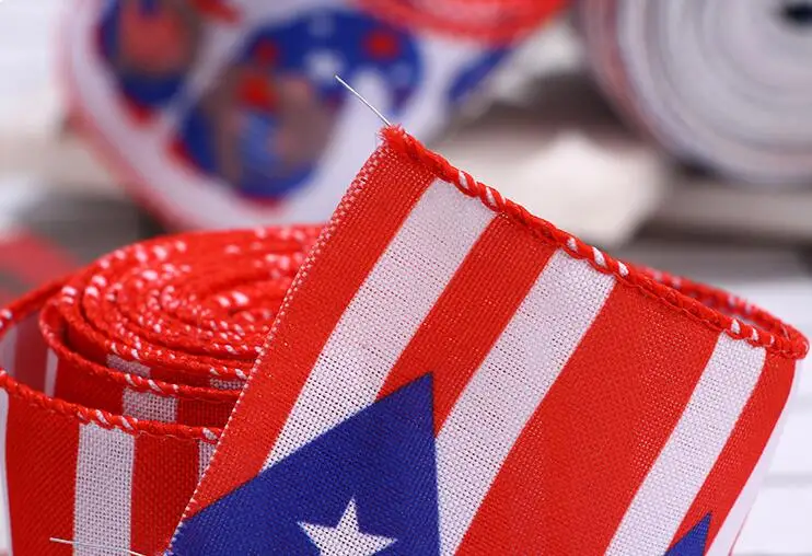 Customize 4th of July ribbon American patriotic ribbon  USA Flag Grosgrain Ribbon For Crafts Hair Bows Making