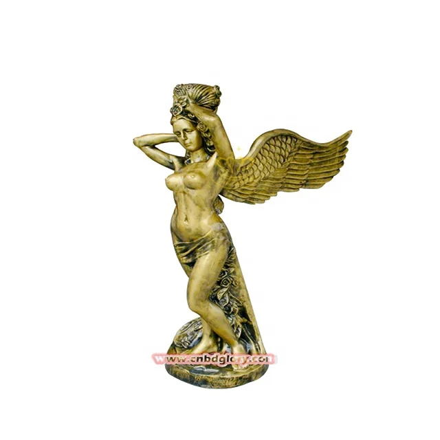 Famous Hotel Villa garden decoration design metal art Sculpture Greek Mythology Bronze Winged Goddess Statue