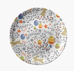 Nordic Style Round Square Egg Easter Ceramic Plates with Rabbit Holiday Dinnerware Porcelain Plates pink marble dish set
